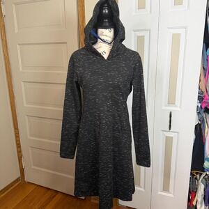 Betabrand Womens M Charcoal‎ Space Dye Hoodie Dress Travel Utility Sleep Mask